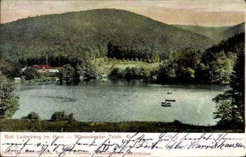 Ak Bad Lauterberg im Harz, Blick auf den Wiesenbeeker Teich, Berge, Wälder