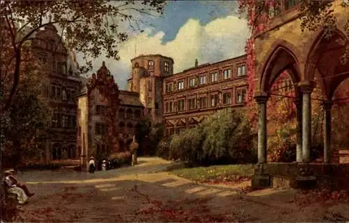 Künstler Ak Hoffmann, H., Heidelberg am Neckar, Schlosshof