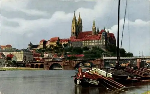 Ak Meißen an der Elbe, Teilansicht, Dom, Albrechtsburg, Schiff