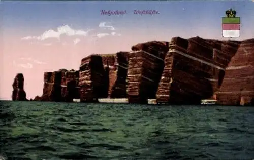 Ak Nordseeinsel Helgoland, Westküste, Wappen