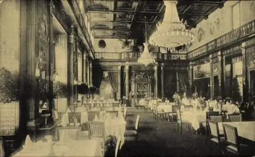 Ak Wiesbaden in Hessen, Weinsalon im Kurhaus, Restaurant, Kronleuchter, Deckenverziehrung