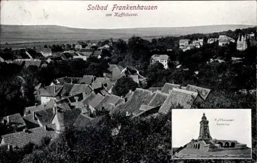 Ak Bad Frankenhausen im Kyffhäuserkreis, Denkmal, Panorama von der Ortschaft