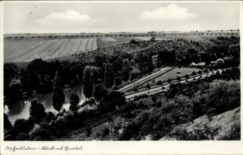 Ak Aschersleben im Salzlandkreis, Landschaftsblick, Fluss, Wald, Felder