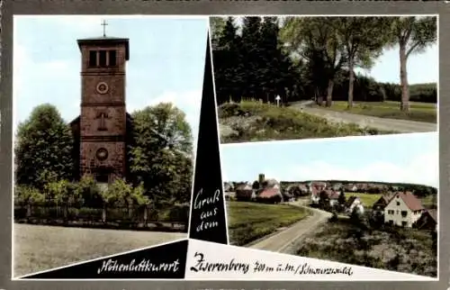 Ak Zwerenberg Neuweiler im Schwarzwald, Teilansicht, Kirche, Straße