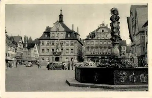 Ak Schwäbisch Gmünd in Württemberg, Marktplatz, Rathaus, Brunnen