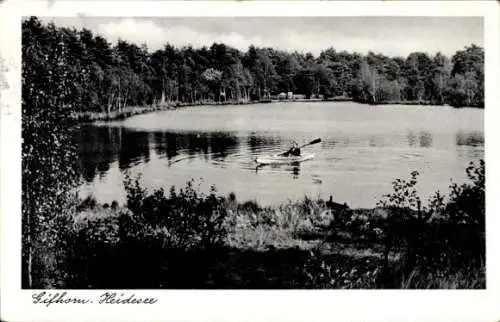 Ak Gifhorn in Niedersachsen, Ruderpartie auf dem Heidesee