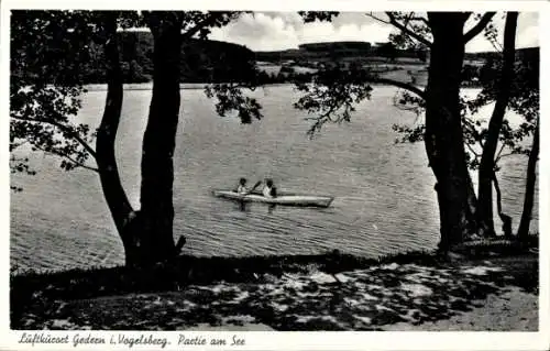 Ak Gedern in Hessen, Partie am See, Ruderboot