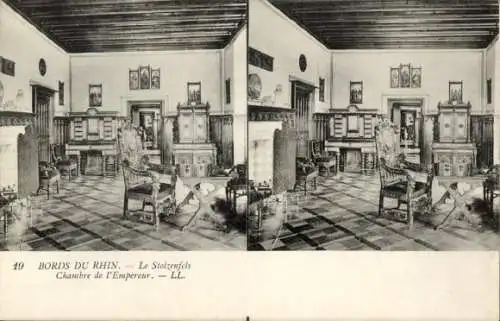 Stereo Ak Stolzenfels Koblenz am Rhein, Zimmer des Kaisers