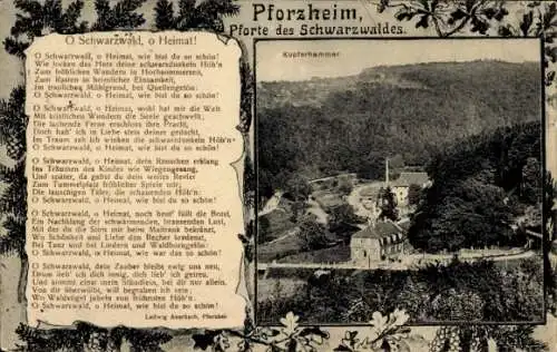 Ak Pforzheim im Schwarzwald, Kupferhammer, Gedicht von Ludwig Auerbach