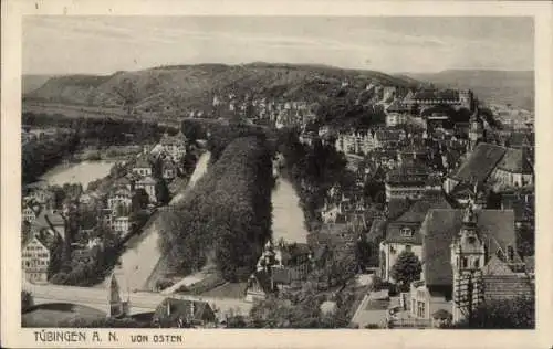 Ak Tübingen am Neckar, Blick auf die Stadt mit Kanal und Umgebung