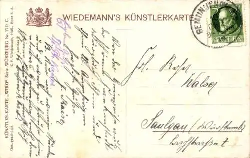 Künstler Ak Würzburg am Main Unterfranken, Festung Marienberg, Brücke, Mainpartie