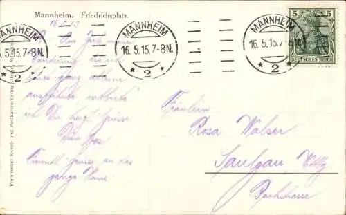 Ak Mannheim Rhein Neckar, Wasserturm, Friedrichsplatz