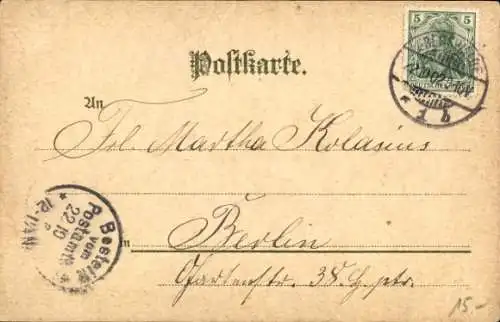 Jugendstil Passepartout Ak Eberswalde in der Mark, Herthafall