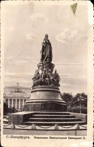 Ak Sankt Petersburg Russland, Denkmal Kaiserin Katharina II., Katharina die Große