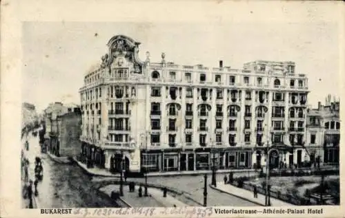 Ak București Bukarest Rumänien, Victoriastraße, Athene Palast Hotel