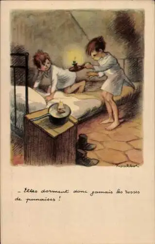 Künstler Ak Poulbot, Francisque, Sie schlafen daher nie, Wanzen