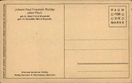 Künstler Ak Fr. Meyer, Jean Paul Friedrich Richter, Deutscher Schriftsteller