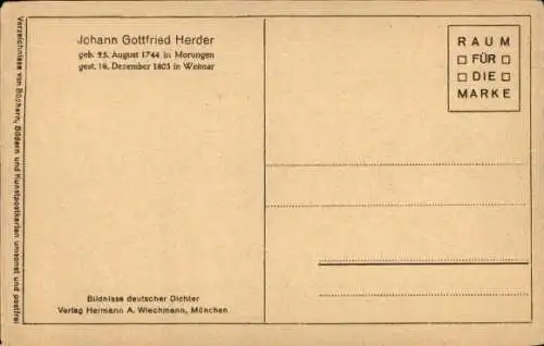 Künstler Ak Tischbein, F., Dichter Johann Gottfried Herder, Portrait
