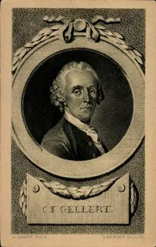 Künstler Ak Graff, A., Dichter Christian Fürchtegott Gellert, Portrait