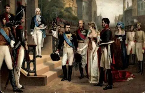 Künstler Ak Gosse, Napoléon I., Köngin von Preußen, Tilsit