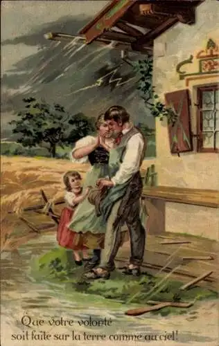 Ak Dein Wille geschehe, wir im Himmel, so auf Erden, Bauernfamilie, Sturm