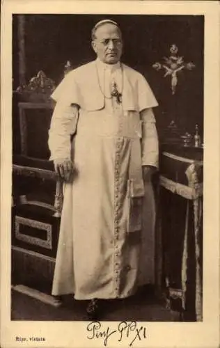 Ak Papst Pius XI., Achille Ambrogio Damiano Ratti, Standportrait