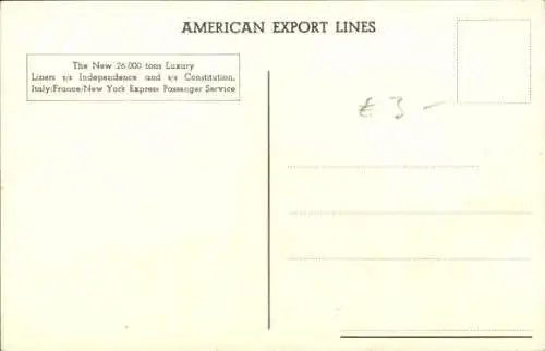 Ak Dampfer SS Independence, American Export Lines