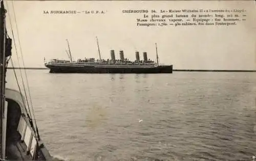 Ak Dampfschiff Kaiser Wilhelm II, Norddeutscher Lloyd