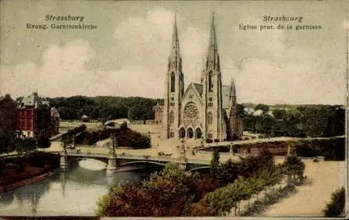 Ak Strasbourg Straßburg Elsass Bas Rhin,  Evangelische Garnisonkirche