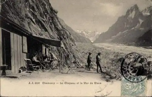 Ak Chamonix Mont Blanc Haute Savoie, Mer de Glace, Chapeau