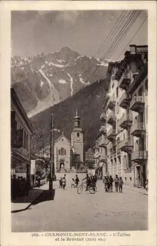 Ak Chamonix Mont Blanc Haute Savoie, Eglise, Brevent