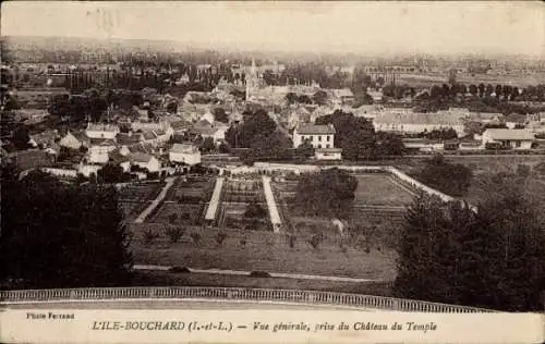 Ak L'Ile Bouchard Indre et Loire, Panorama, prise du Chateau du Temple