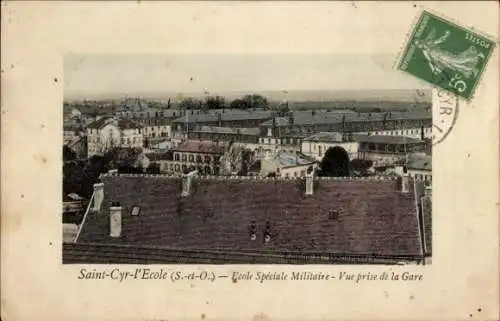 Ak Saint Cyr l'Ecole Yvelines, Ecole Speciale Militaire, Vue prise de la Gare