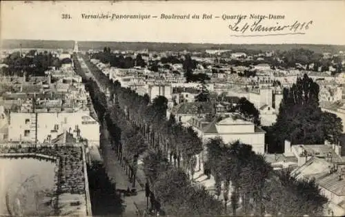 Ak Versailles Yvelines, Panorama, Boulevard du Roi, Quartier Notre-Dame