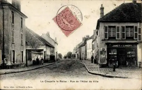 Ak La Chapelle la Reine Seine et Marne, Rue de l’Hotel de Ville, Geschäft Jamet Landry