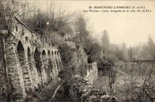 Ak Montfort l'Amaury Yvelines, Les Poulies, Vieux remparts de la ville