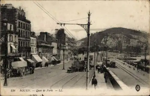 Ak Rouen Seine Maritime,  Quai de Paris