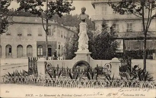 Ak Nice Nizza Alpes Maritimes, Denkmal für Präsident Carnot in Nizza