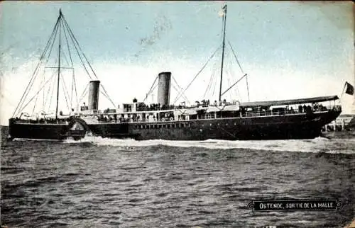 Ak Ostende Westflandern, Sortie de la Malle, Fährschiff