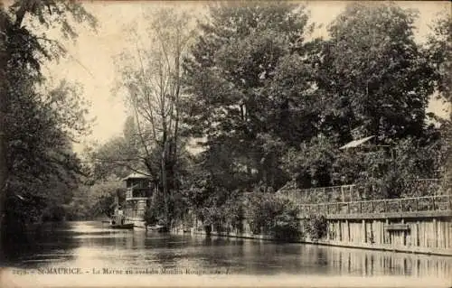 Ak Saint Maurice Val-de-Marne, La Marne en aval du Moulin Rouge