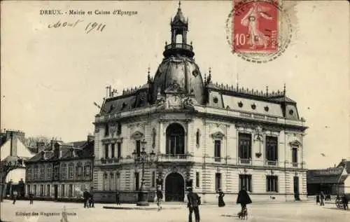 Ak Dreux Eure et Loir, Rathaus, Sparkasse