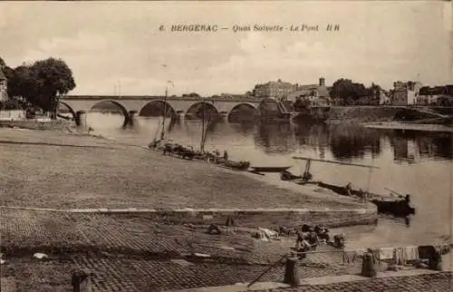 Ak Bergerac-Dordogne, Quai Salvette, Brücke