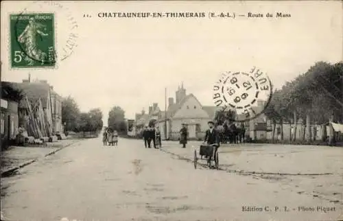 Ak Châteauneuf en Thymerais Eure et Loir, Route du Mans