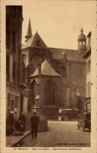 Ak Saint Brieuc Côtes d'Armor, Rue St-Gilles, Chevet de la Cathedrale