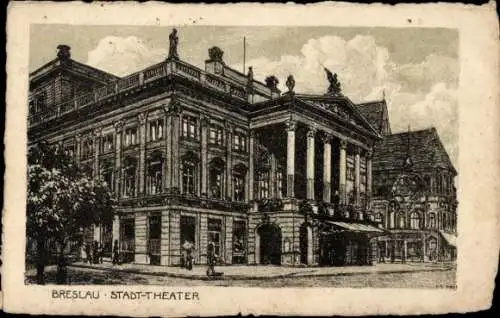 Ak Wrocław Breslau Schlesien, Stadttheater