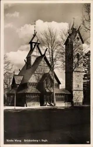 Ak Brückenberg b. Krummhübel Schlesien, Kirche Wang, Wikingerkirche