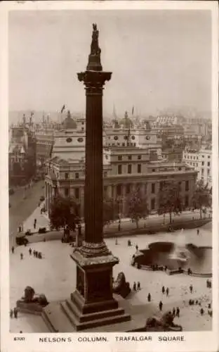 Ak London City England, Trafalgar Square, Nelsons Column