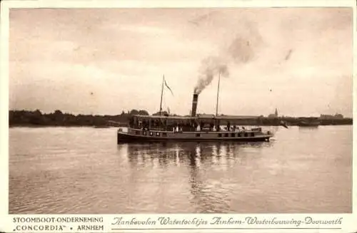 Ak Arnhem Gelderland Niederlande, Steamboat Company Concordia