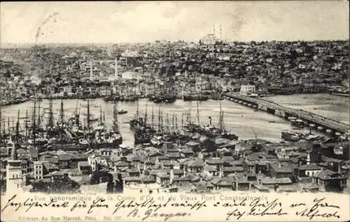 Ak Konstantinopel Istanbul Türkiye, Goldenes Horn, Alte Brücke