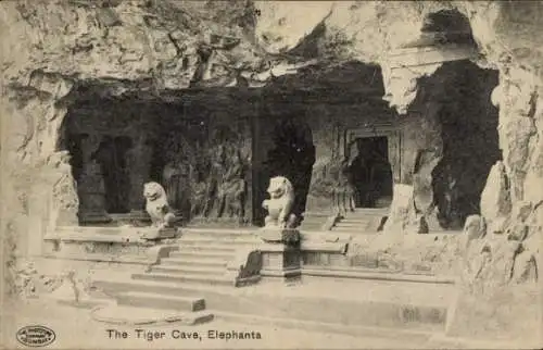 Ak Elephanta Mumbai Bombay Indien, Tiger Cave